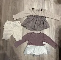 長袖トップス、スパッツ3点セット　80cm