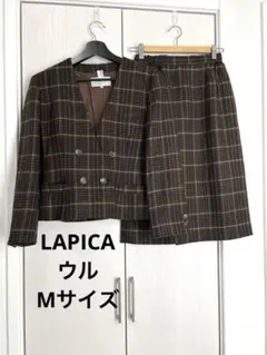 LAPICA ラピカ/9号/ウル/チェック柄ダブルブレストセットアップ