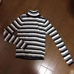 ボーダー タートルネック ニット