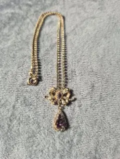 アメジストとジェムストーンのネックレス／ヴィンテージ／パーティー／美しい