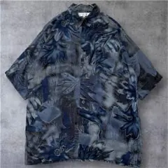 ヴィンテージ Marks＆Spencer 花柄 柄シャツ レーヨン調 半袖 Mのサムネイル