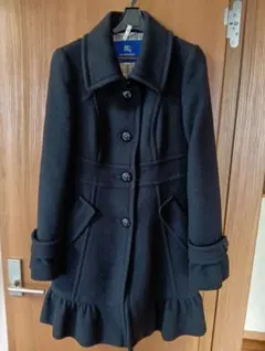 美品■BURBERRY BLUE LABEL　裾フリルウールコート黒　サイズ38