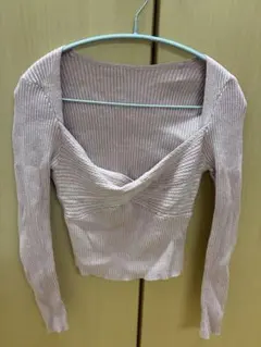 Dazy リブ編み Vネック 長袖トップス L