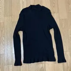 ◆ ユニクロ UNIQLO リブハイネックT(長袖) XL ブラック