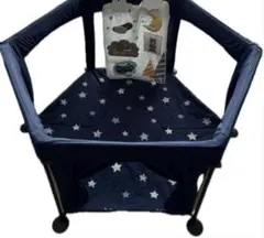 【美品】日本育児　洗えてたためるポータブルベビーサークル　ソフトトイパネル付星柄