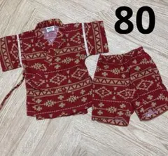 BREEZE 幾何学柄　赤色　甚平　男の子　80 夏　お祭り