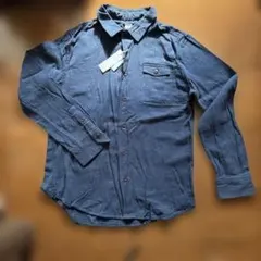 長袖シャツ　ネイビーストライプ柄 Ｌ　新品，未使用