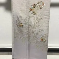 D582 訪問着　花刺繍　正絹　着物　袷　しつけ糸付き未使用極美品