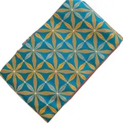 半幅帯ゆかたの帯切り子模様ポリエステル100%両面リバーシブル水色桃色幾何学模様