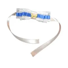 即購入歓迎 ハンドメイド 推し ヘッドドレス30㎝リボン青 黄 リボン レース