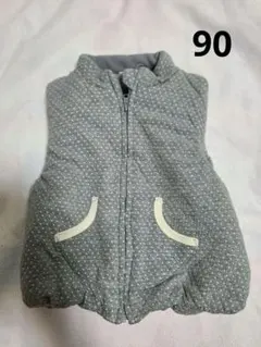 グレー ドット柄 ベビーベスト 90cm
