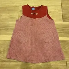 美品☆ ファミリア　familiar 赤いチェック柄ワンピース 90