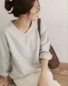 【値下げ】アーバンリサーチドアーズリネン バックタックプルオーバースモークミント