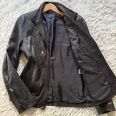 【希少】Paul Smith ブラック レザージャケット　ラムレザー　羊革 希少サイズ】 ポールスミス ラムレザー テーラードジャケット