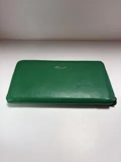 トランセル 緑 長財布 ファスナー付き