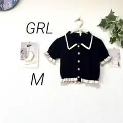 9669-1 グレイル GRL 半袖ビジューニット M レーヨン混 無地