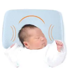 ベビー枕 低反発 絶壁 防止 向き癖 綿100% 赤ちゃん 枕 まくら (青)