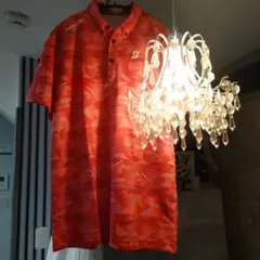 ブリヂストン 幾何学模様 ポロシャツ レッド−速乾−Ｌ