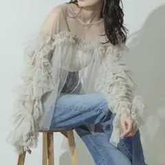 美品】ANDRESD デコラティブチュールトップス 結婚式 ベージュ - メルカリ
