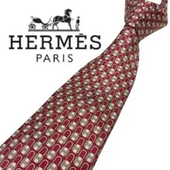 HERMES シルク製　レッド　ネクタイ