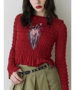 jouetieストロベリーギャザーフィットロングTシャツのサムネイル