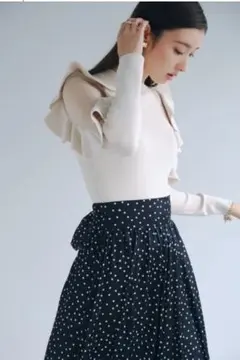 snidel♡ フリルニットドッキングワンピース アイボリー