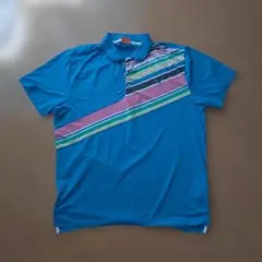 PUMA ポロシャツ ブルー ストライプ柄 スポーツウェアのサムネイル