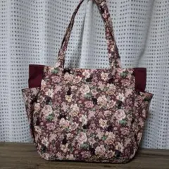 黒猫 ボタニカル 特大チューリップバック(ワインレッド)