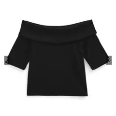 オフショルダーテレコリブトップス[dk1209]グレイル