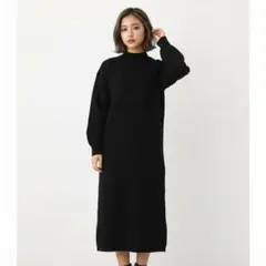 【AZUL BY MOUSSY】ハイネック ロングニットワンピース ブラック