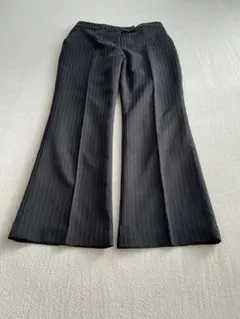 フレアパンツ スラックス　極太　ストライプ　w70 モード　カジュアル　きれいめ