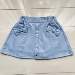 しまむら　リボン付きベロア水色スカート 130cm