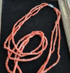 天然サンゴ 赤珊瑚 ネックレス 　3連ネックレス