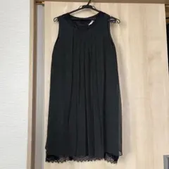 COMME CA ISM ノースリーブワンピース L 黒 ドット柄