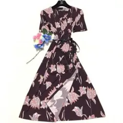 未使用級　ローラアシュレイ　ロングワンピース　花柄　カシュクール✨　着物風