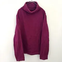 長袖 タートルネック ハイネック カットソー 【M-L】 マゼンタ 赤 トップス