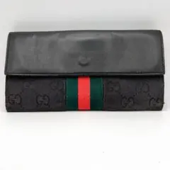 Gucci シェリーライン キャンバス 札入れ 長財布 ブラック