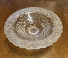 HOYA CRYSTAL ガラス皿 脚付き コンポート 花柄のサムネイル