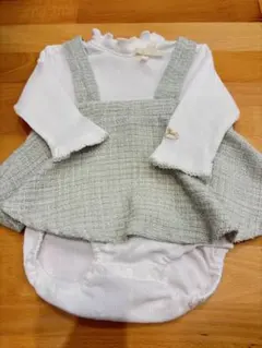 ロンパース 70 バースデイ　cottoli コトリ　グリーン　春服　ツイード