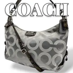 COACH オプアート シルバー パイソン ショルダーバッグ 9170
