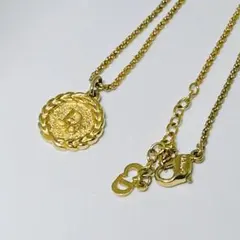 Diorディオール　ゴールド 金具コイン型ペンダント ネックレス Dロゴ