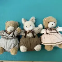 クマとウサギのぬいぐるみ3体セット　セキグチ