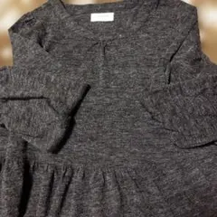 ダークグレー ニットワンピース 長袖