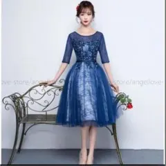 送料無料 未使用 花柄 刺繍 豪華 チュ－ル ドレス 9号 M (WA3340)