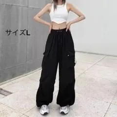 【人気商品】ブラック カーゴパンツ サイズL ジョガーパンツ スウェットパンツ