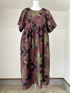 着物リメイク（大島紬）ゆったり ワンピース　チュニック　ラグラン袖　フリーサイズ