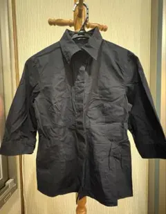 BURBERRY BLUE LABEL ブラック五分袖シャツ 38