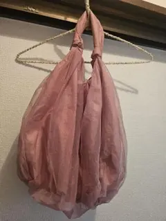 オーガンジー シースルー ナチュラル エコ バック バッグ バンド 新品 
