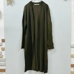 【Vingt Neuf】 ロングカーディガン 薄手 体型カバー ブラウン （M）