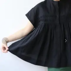 かぐれ リネンコットン 半袖ブラウス ブラック - メルカリ